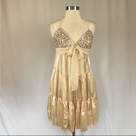 BCBGMaxAzria Cocktail Dress Sequined Halter Size 0 - Picture 2 of 5